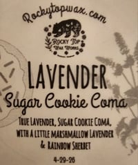 Lavender Sugar Cookie Coma-a Rocky Top Wax Works exclusive custom houseblend fragrance 