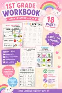 Image 3 of Personalized 1st grade Workbook ( Now 27 pages) 