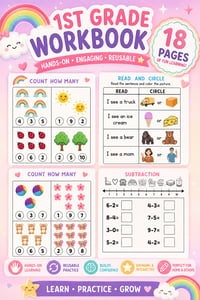 Image 4 of Personalized 1st grade Workbook ( Now 27 pages) 
