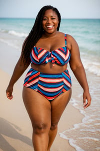 Image 2 of 2PC Black Floral Swimsuit - Sunset Stripes 2PC Swimsuit - Black Lace Swimsuit Cover-Up