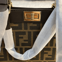 Image 3 of Brown Monogram Structured Tote Bag | Gold Hardware | On Hand & Ready to Ship