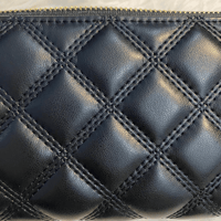 Image 4 of Quilted Black Zip Around Wallet with Gold Hardware