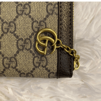 Image 2 of Monogram Stripe Zip Around Wallet with Gold Hardware