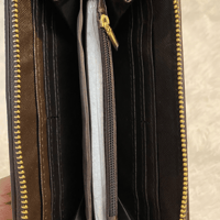 Image 3 of Monogram Stripe Zip Around Wallet with Gold Hardware