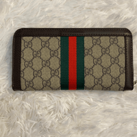Image 4 of Monogram Stripe Zip Around Wallet with Gold Hardware