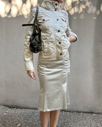 Image 2 of GREIGE RUCHED SATIN SKIRT