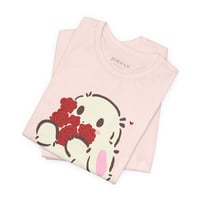 Image 3 of Bunny Holding Flowers - ADULT Unisex Jersey T-Shirt | Bella+Canvas® 3001