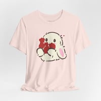 Image 4 of Bunny Holding Flowers - ADULT Unisex Jersey T-Shirt | Bella+Canvas® 3001