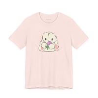Image 1 of Bunny holding tulip - ADULT Unisex Jersey T-Shirt | Bella+Canvas® 3001