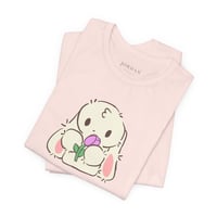 Image 3 of Bunny holding tulip - ADULT Unisex Jersey T-Shirt | Bella+Canvas® 3001