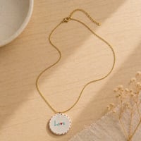 Image 2 of Χειροποίητο Πορσελάνινο Κολιέ "Love" με Ατσάλινη Αλυσίδα