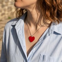 Image 3 of Χειροποίητο Κολιέ "Καρδιά" με Ατσάλινη Αλυσίδα