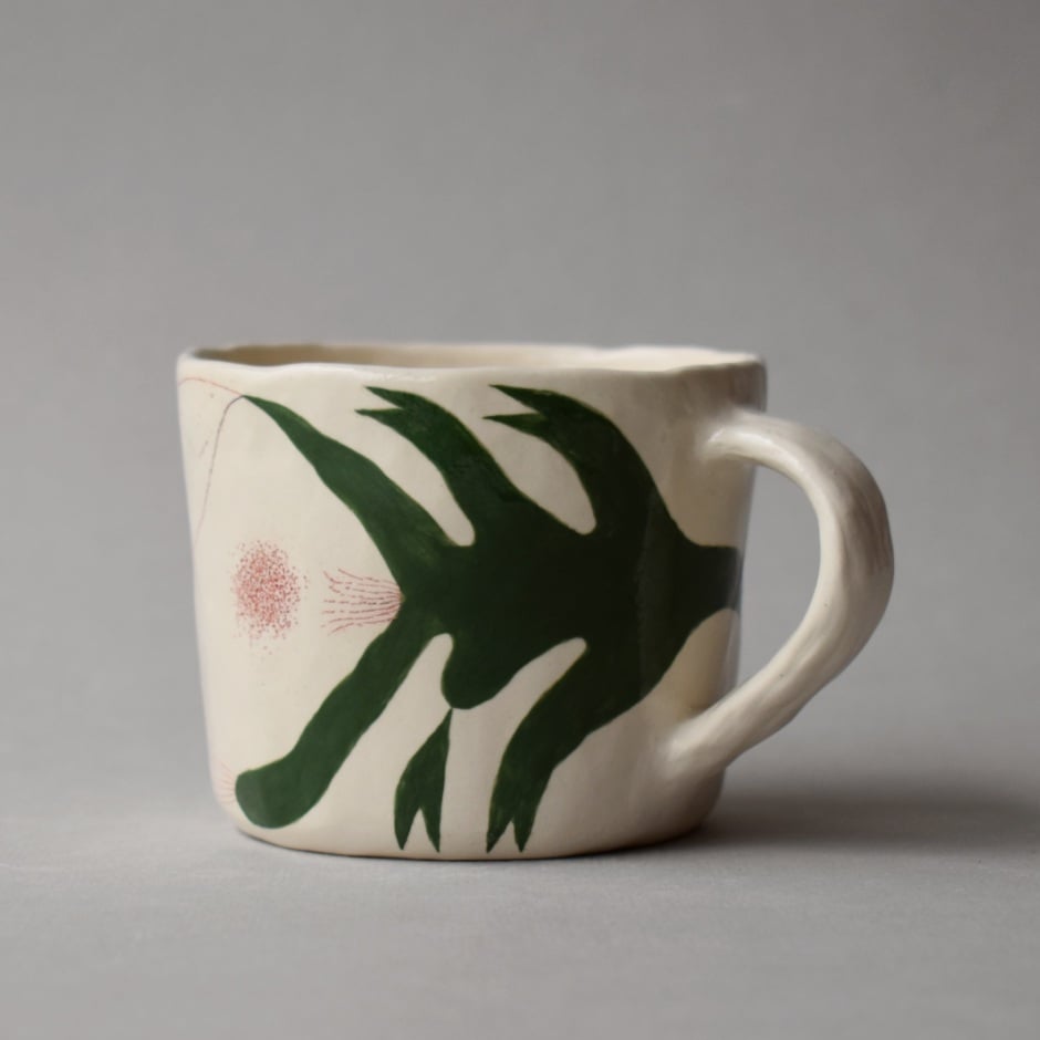 Image of Dark Green Abstract Plant Cup