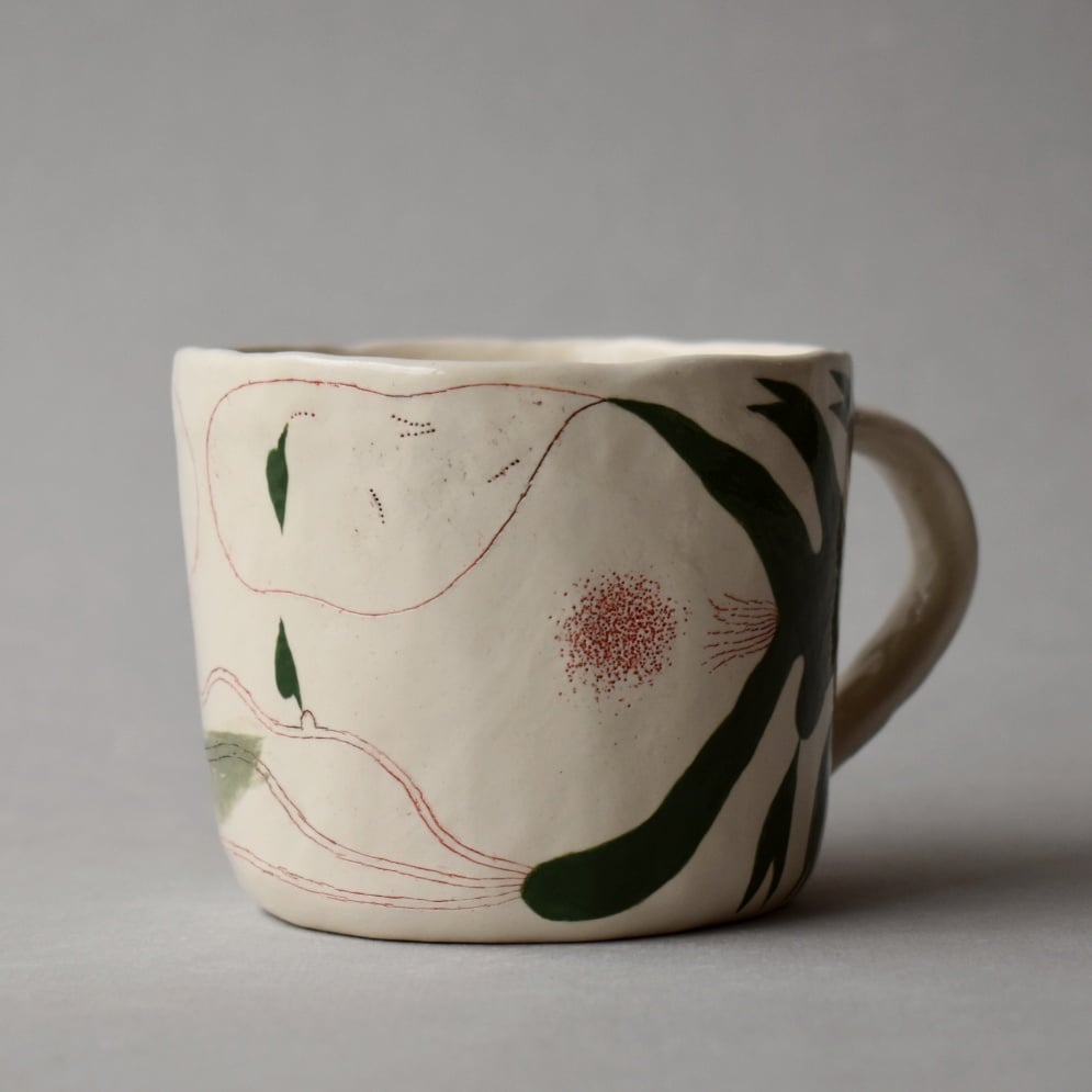 Image of Dark Green Abstract Plant Cup