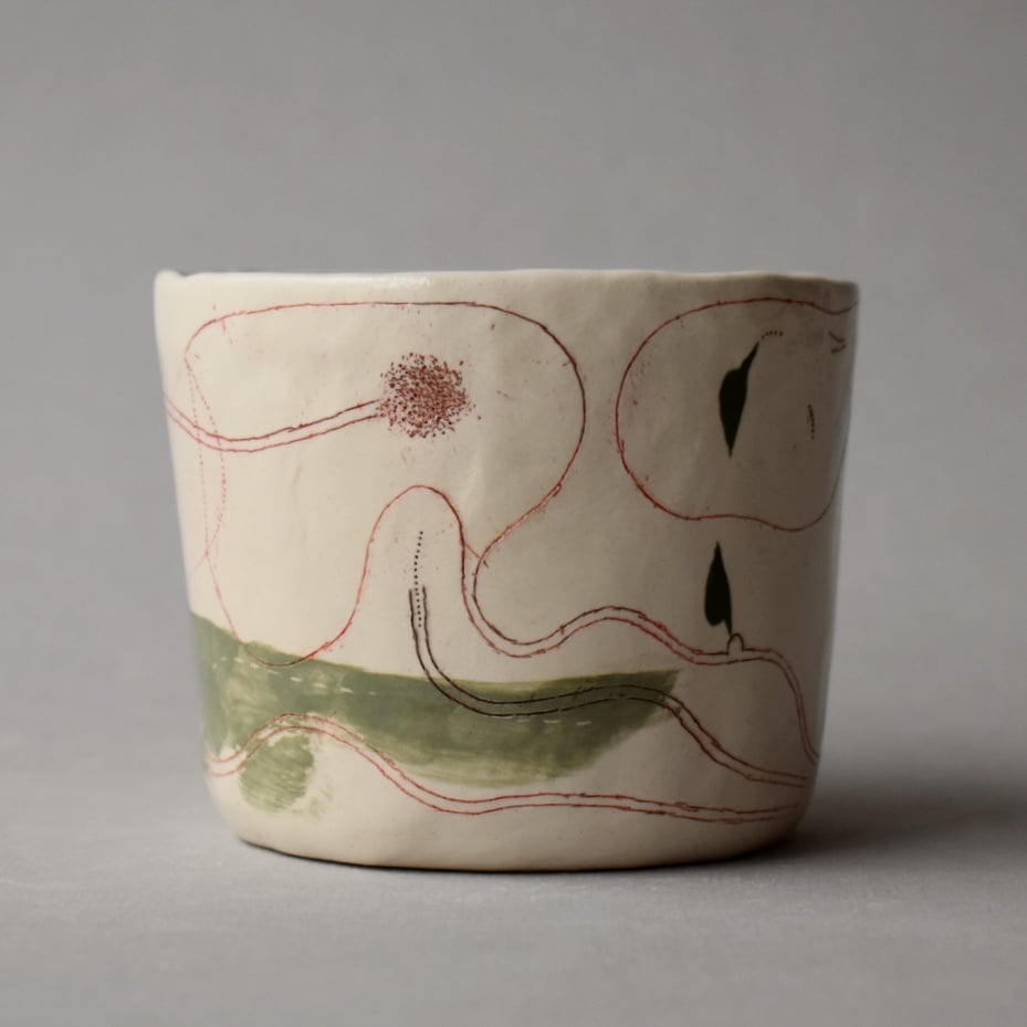 Image of Dark Green Abstract Plant Cup