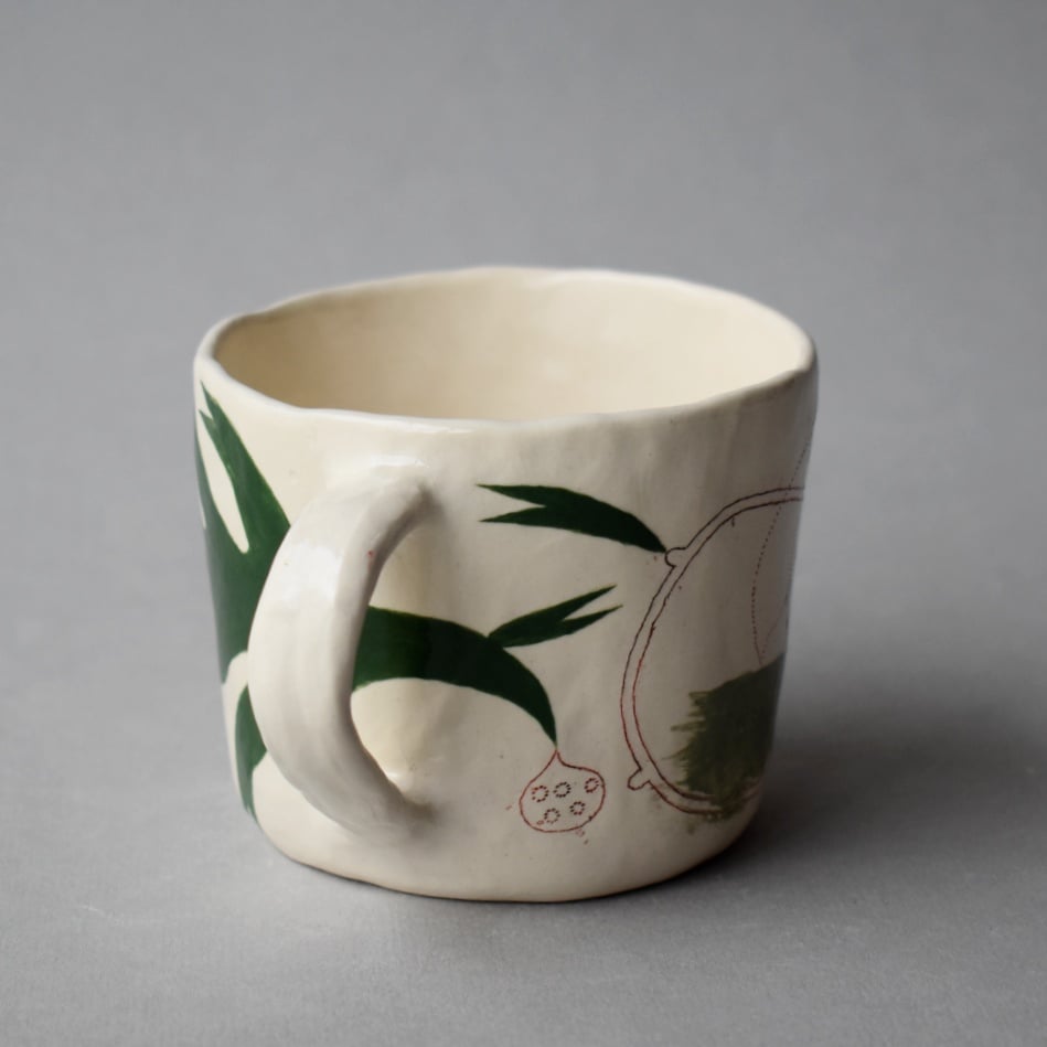 Image of Dark Green Abstract Plant Cup