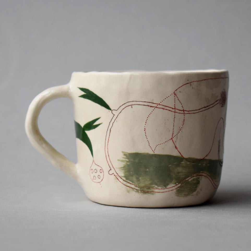 Image of Dark Green Abstract Plant Cup