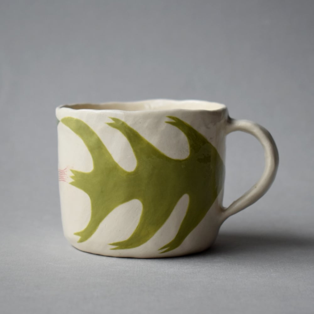 Image of Olive Green Abstract Plant Cup