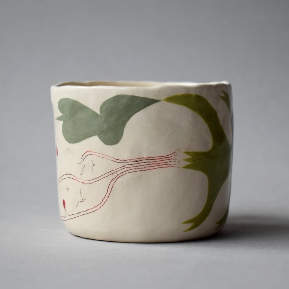 Image of Olive Green Abstract Plant Cup