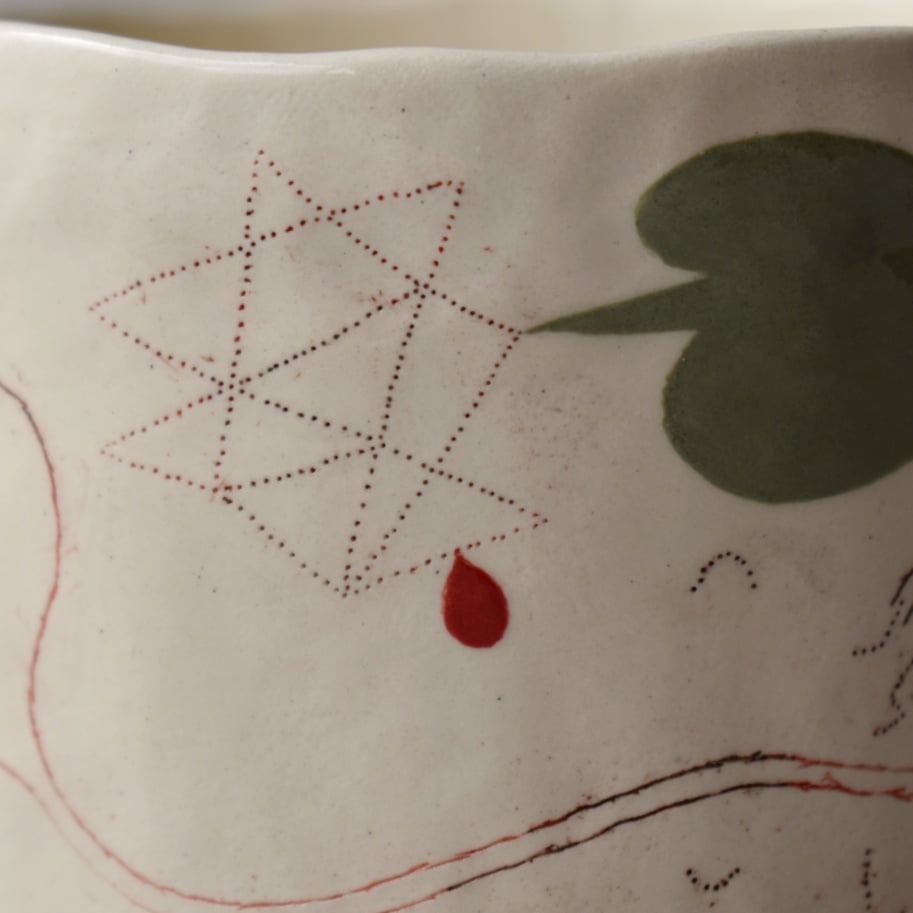 Image of Olive Green Abstract Plant Cup