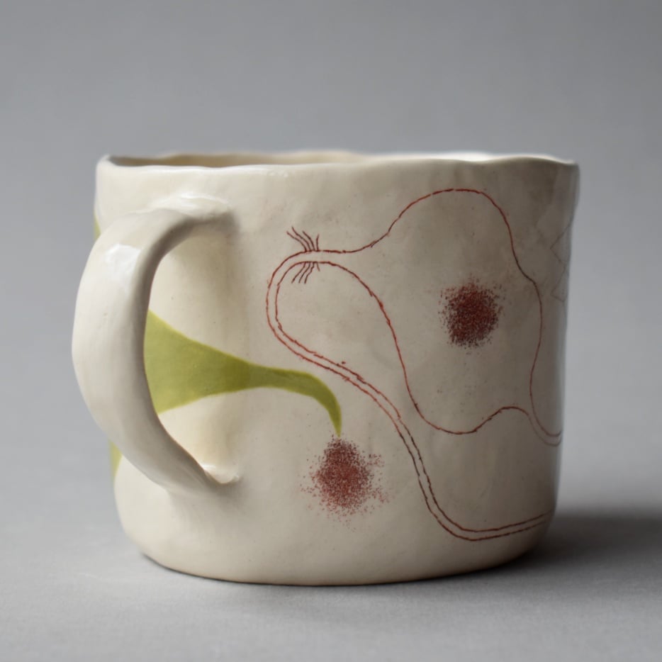 Image of Olive Green Abstract Plant Cup