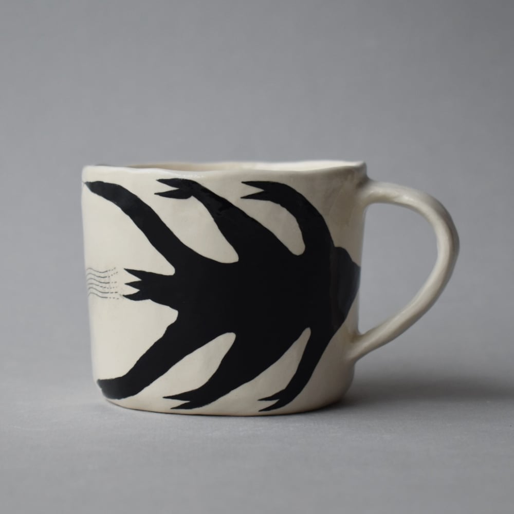 Image of Black Abstract Plant Coffee Cup