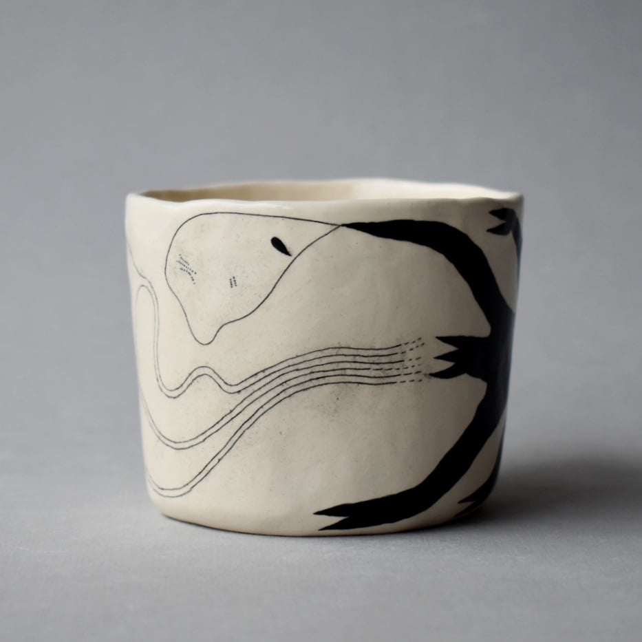 Image of Black Abstract Plant Coffee Cup