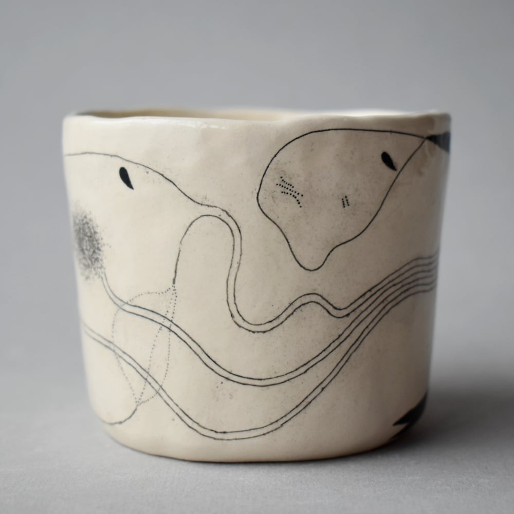 Image of Black Abstract Plant Coffee Cup