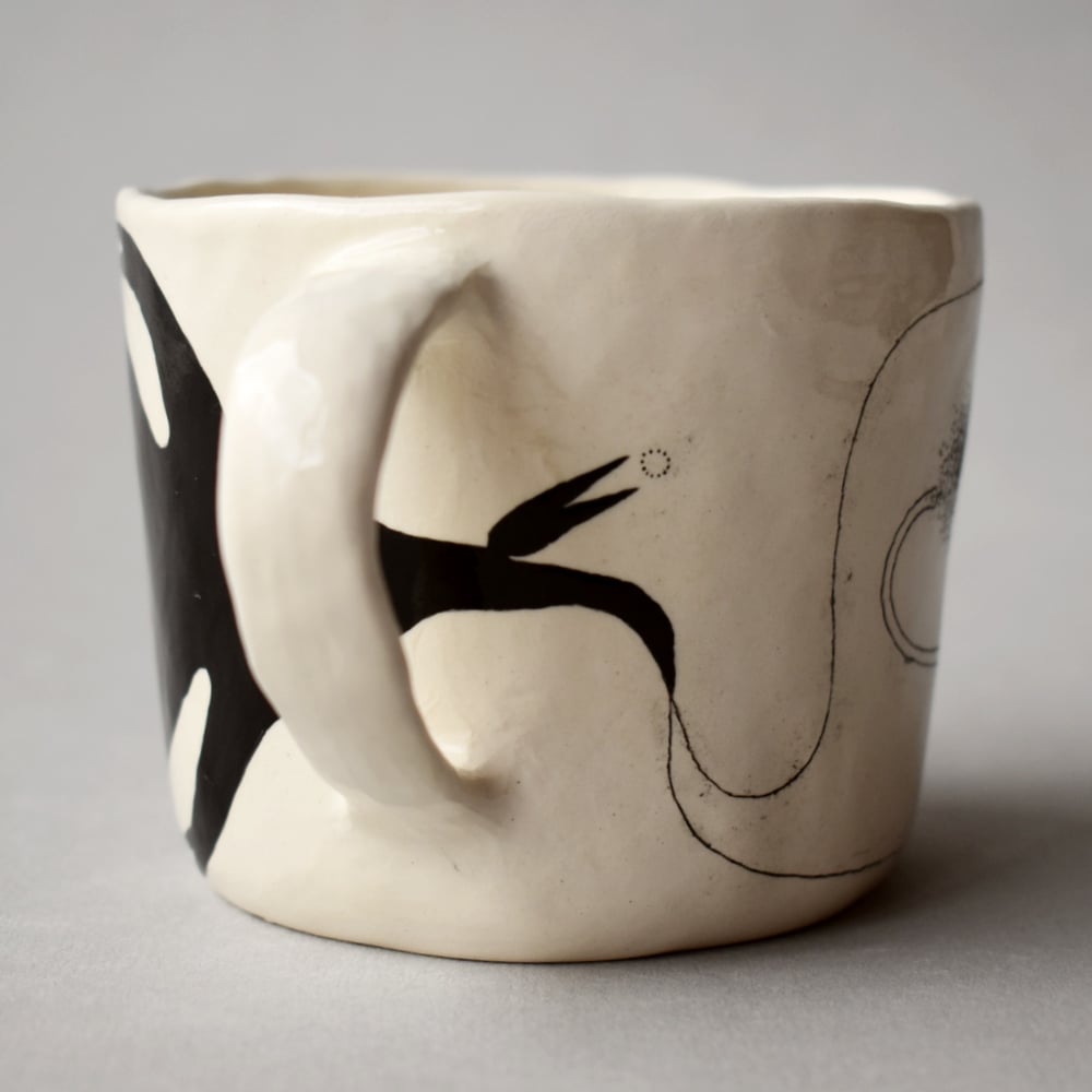 Image of Black Abstract Plant Coffee Cup