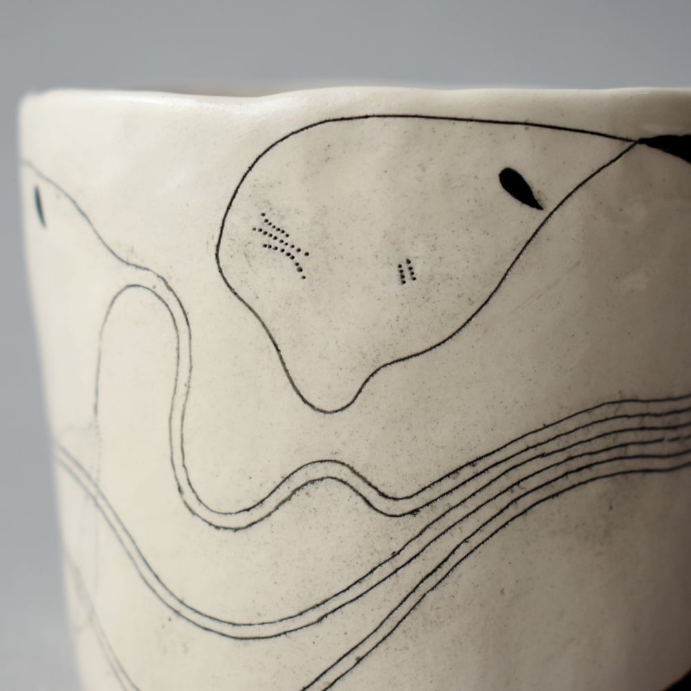 Image of Black Abstract Plant Coffee Cup