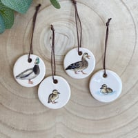 Image 3 of Handmade Ceramic Duck Family Set of 4 Ornaments