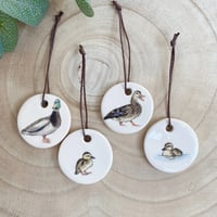 Image 1 of Handmade Ceramic Duck Family Set of 4 Ornaments