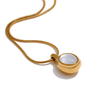 Image 1 of Natural Stone Shell Pendant Necklace
