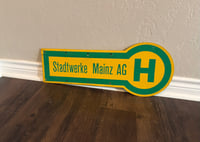 Image 3 of Vintage (ca. 1970s/80s) German (Aluminum) City Bus Stop Sign - Double-Sided