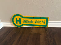 Image 1 of Vintage (ca. 1970s/80s) German (Aluminum) City Bus Stop Sign - Double-Sided