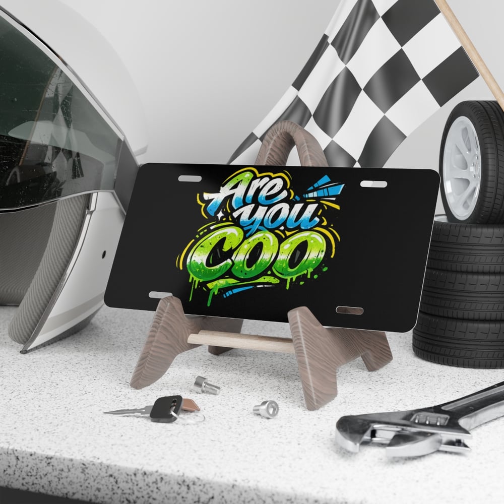 Image of Are You Cool? Graffiti Vanity Plate — Colorful Novelty License Plate