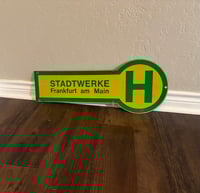 Image 1 of Vintage (ca. 1970s) German (Aluminum) City Bus Stop Sign - Frankfurt am Main