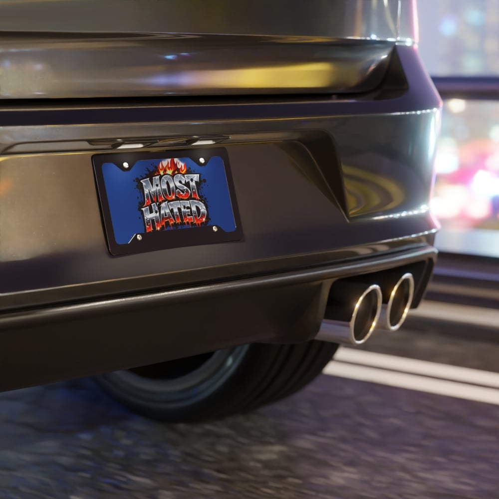 Image of Vanity Plate: "Most Hated" Flame Graphic License Plate