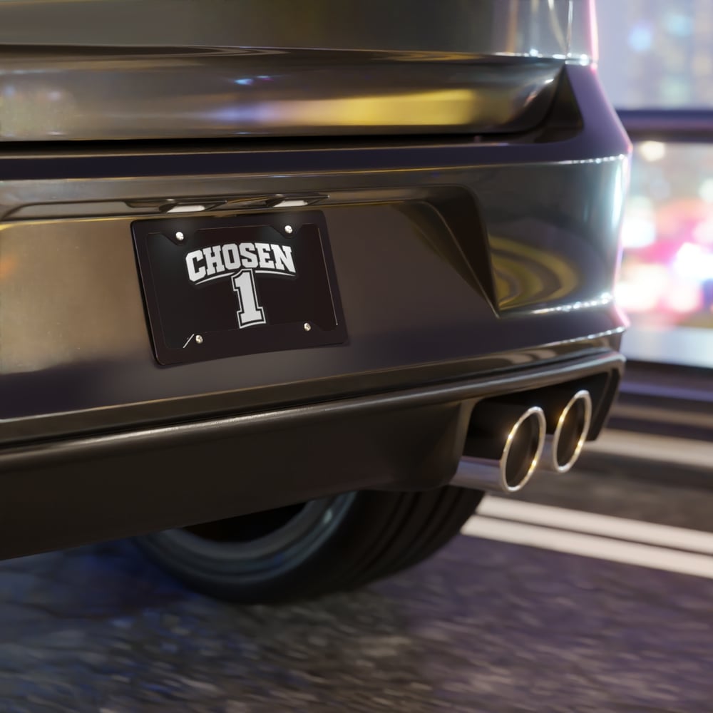 Image of Chosen 1 Vanity Plate — Custom Black License Plate Ornament for Fans & Players