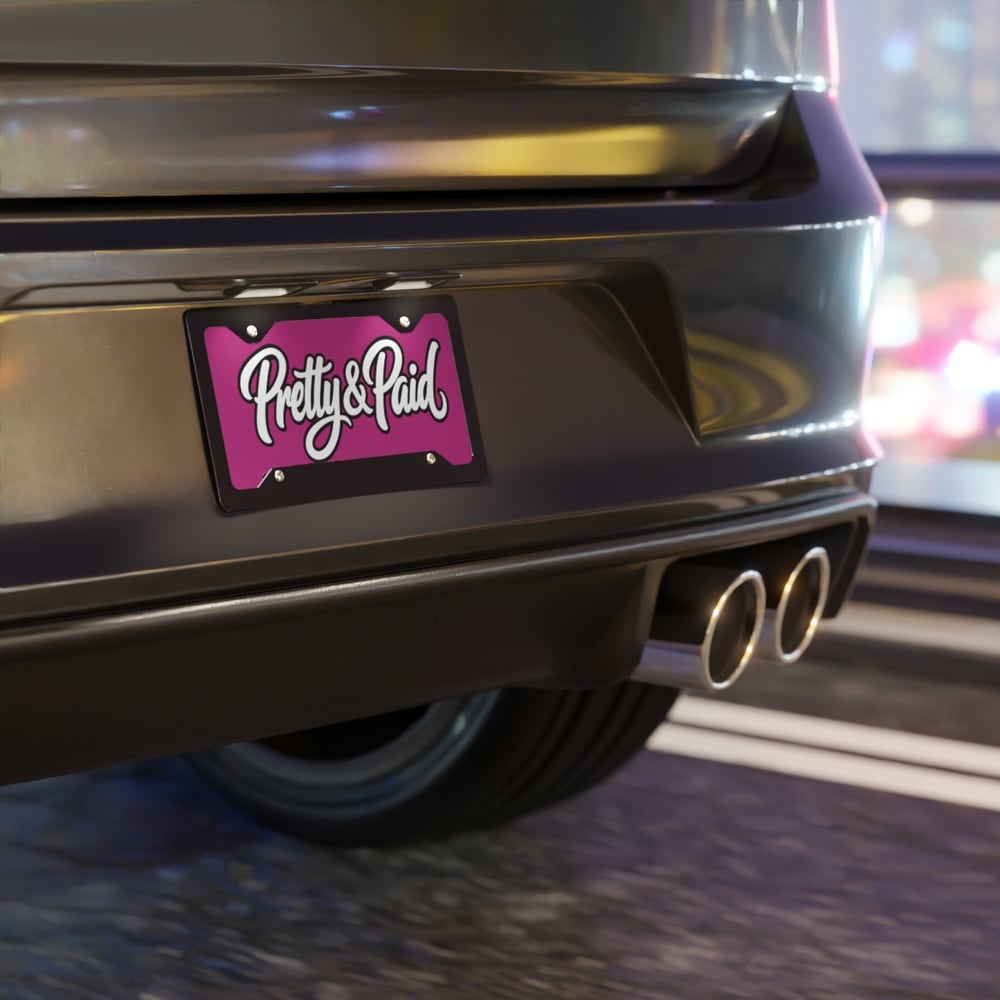 Image of Pretty & Paid Vanity Plate — Pink Decorative License Plate