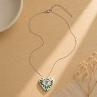 Image 2 of Χειροποίητο Κολιέ "Μάτι Καρδιά" με Ατσάλινη Αλυσίδα