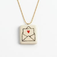 Image 1 of Χειροποίητο Κολιέ "Love Letter" με Ατσάλινη Αλυσίδα