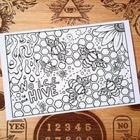 Image 1 of No ICE in our Hive Color-Me Postcard