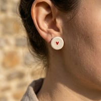 Image 3 of Χειροποίητα Σκουλαρίκια "Καρδούλες" με Ατσάλινη Βάση