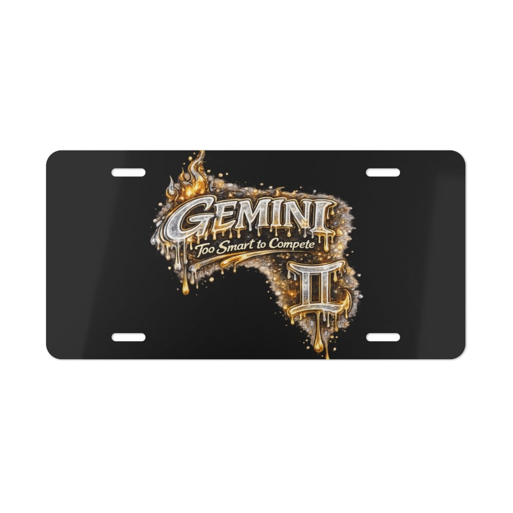 Image of Gemini Vanity Plate – "Too Smart to Compete" Astrological License Plate
