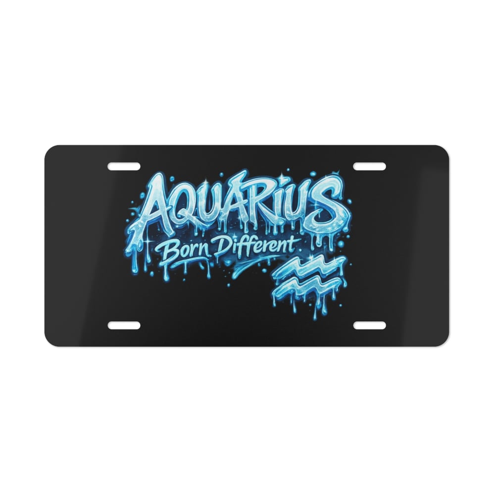 Image of Aquarius 'Born Different' Vanity Plate - Zodiac License Tag