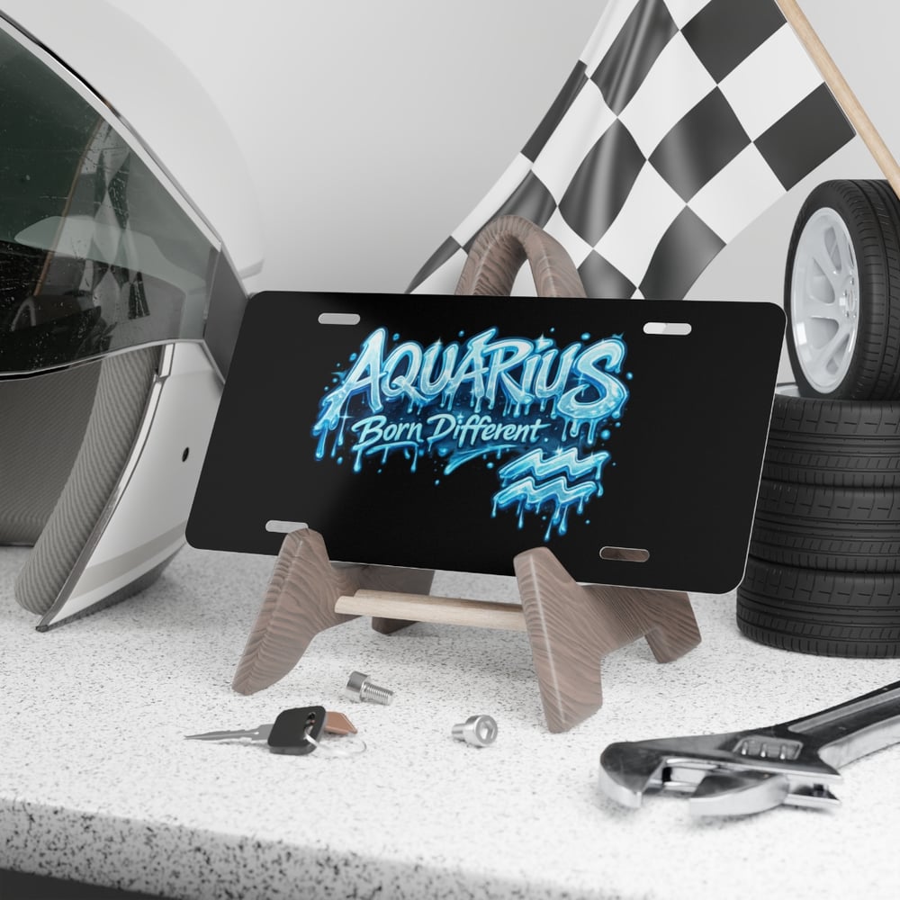 Image of Aquarius 'Born Different' Vanity Plate - Zodiac License Tag