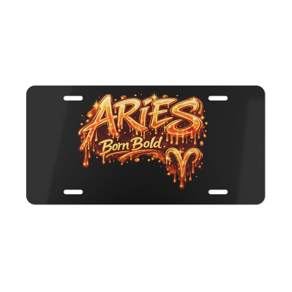 Image of Aries Vanity Plate - "Aries Born Bold" Zodiac License Plate