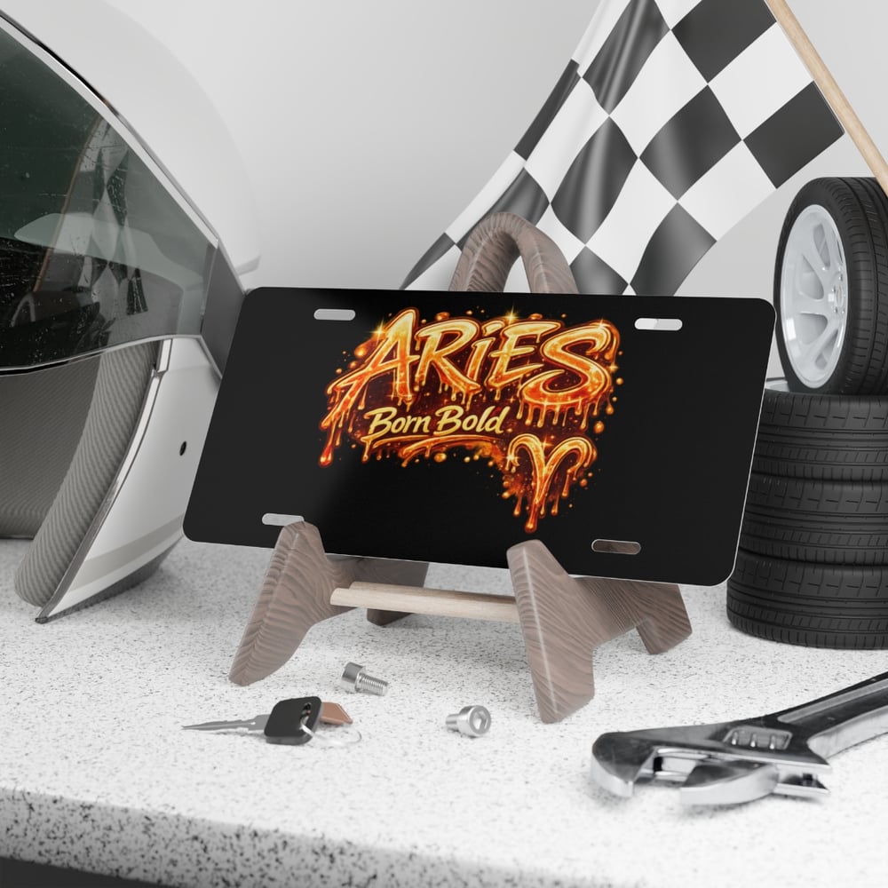 Image of Aries Vanity Plate - "Aries Born Bold" Zodiac License Plate