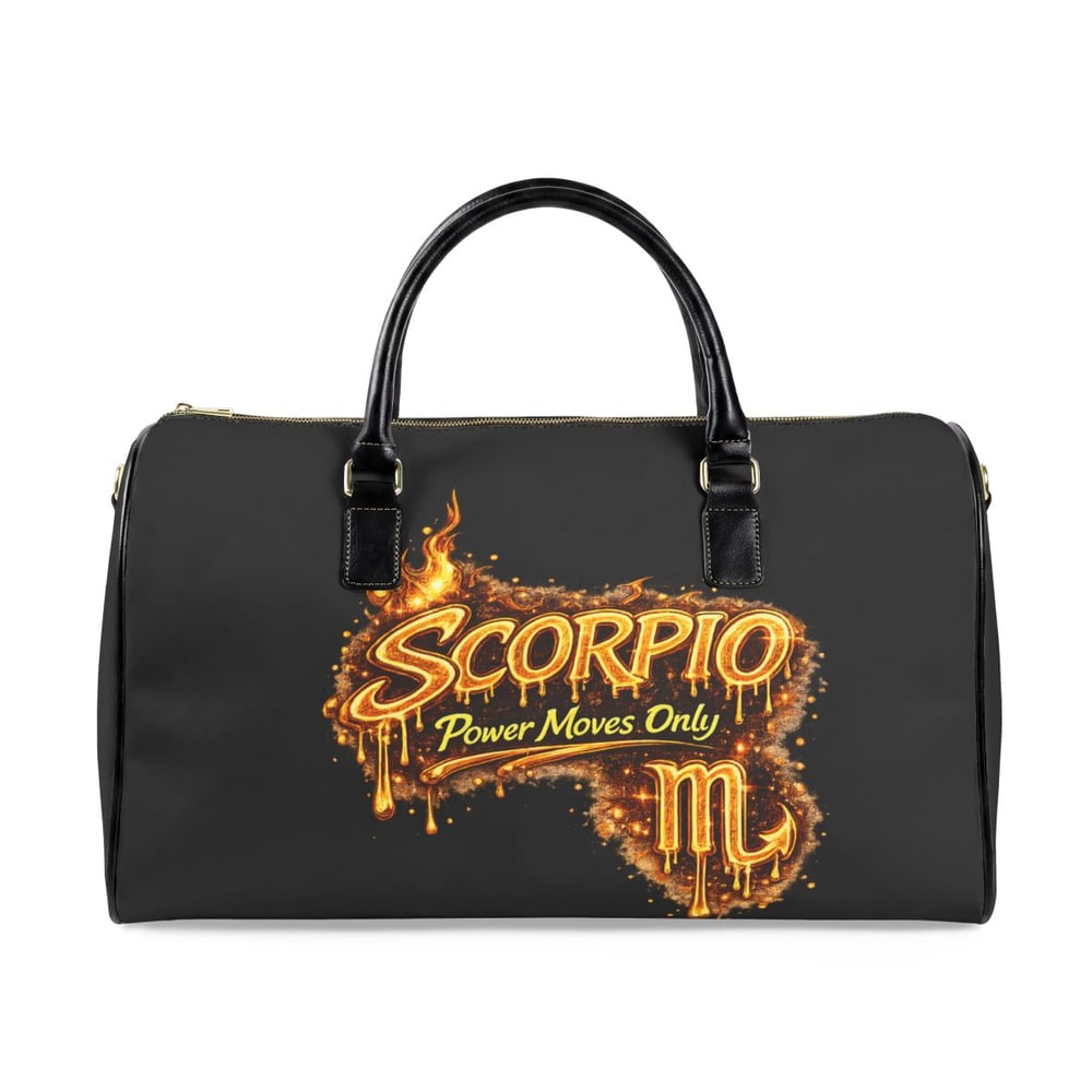 Image of Scorpio Leather Travel Bag — "Power Moves Only" Zodiac Weekender